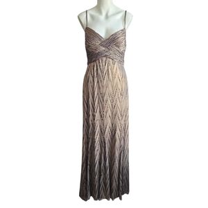 ALBERTO MAKALI Sleeveless Braided Neutral Taupe Bronze Gown 10 Whimsygoth